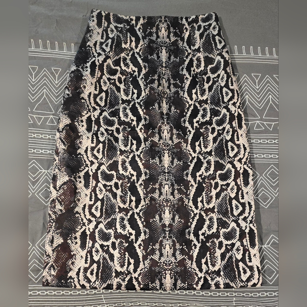 Judith & Charles Snake Print Pencil Skirt - Black and Cream